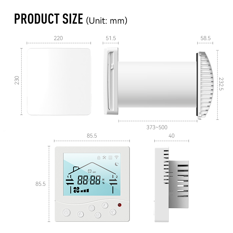 Smart Home Ventilation System - LCD Display Warmteterugwinventilator ERV-systeem, Tuya Smart