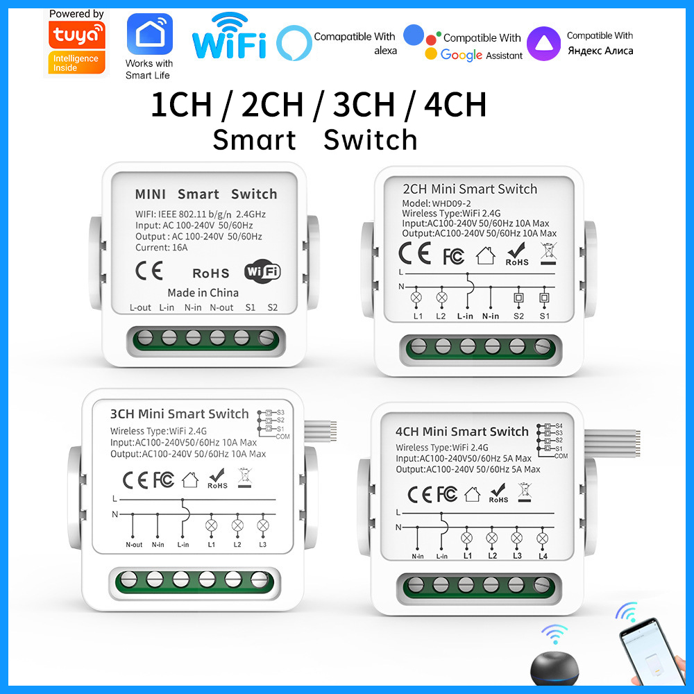 Tuya WiFi Smart Switch 1/2/3/4 - Smart Home Wiz recensie en prijs