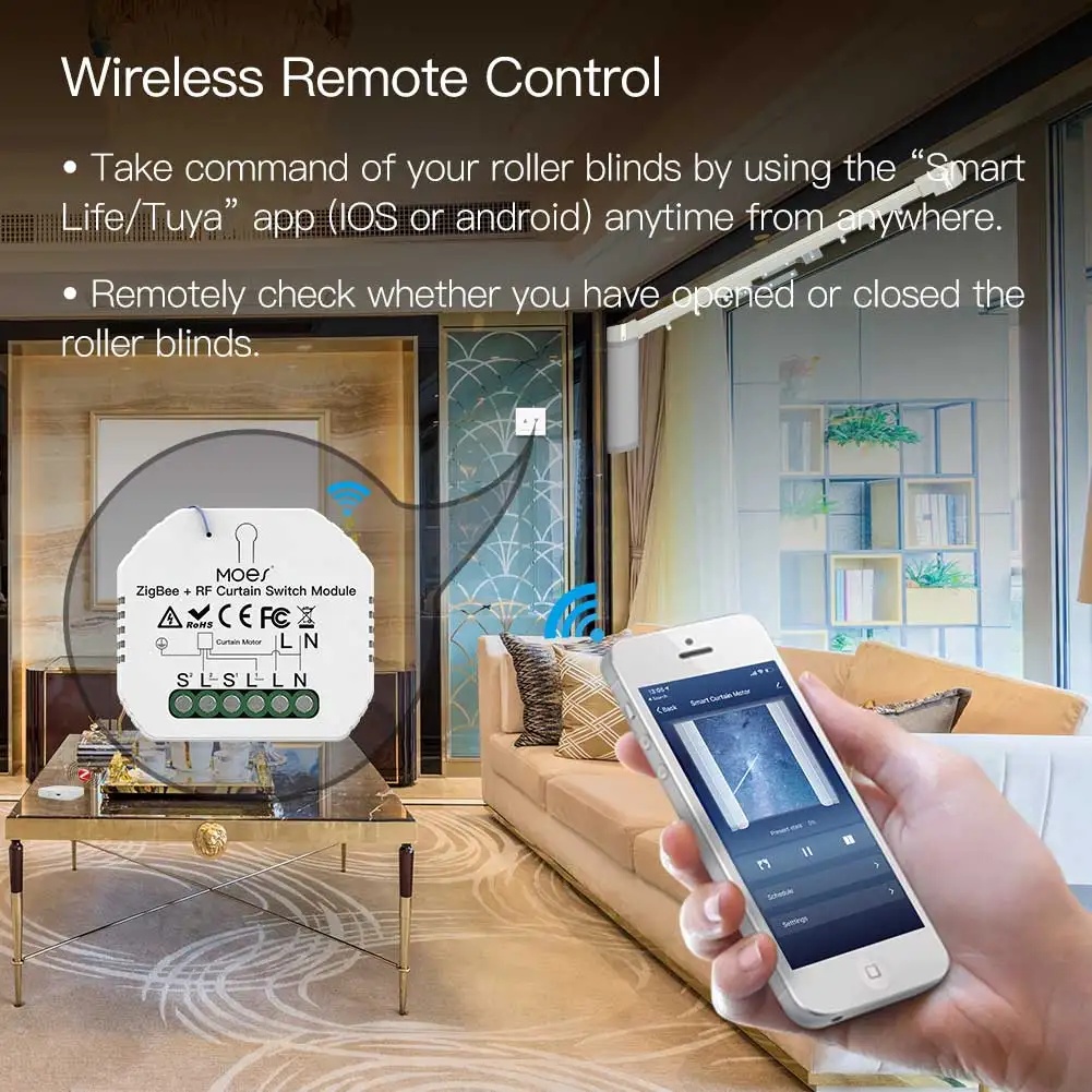 MOES ZigBee Smart RF433 Gordij - Curtain Motor recensie en prijs
