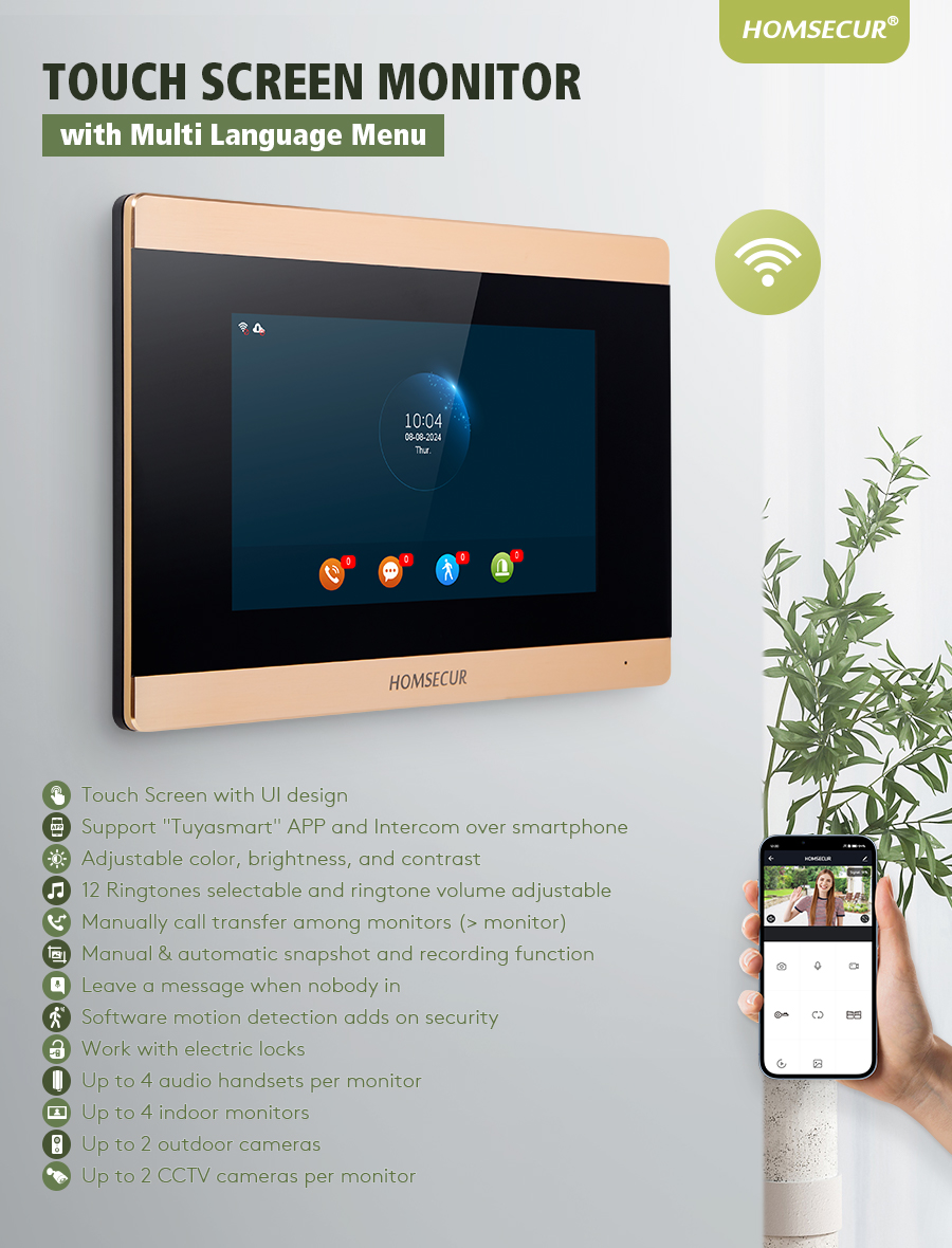HOMSECUR BA15D-G binnenmonitor - Video Doorbell recensie en prijs