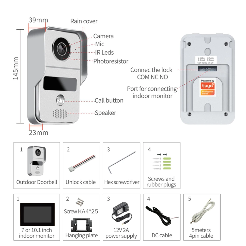 Deurintercom deurbel, 10,1 inc - Video Doorbell recensie en prijs